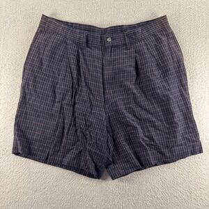 Woolrich‎ Mens Shorts Size 35 Plaid Pleated 100% Cotton Casual Comfort